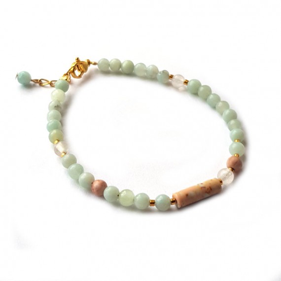 Armband | Natuursteen | Tube | Peach