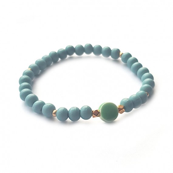 Armband | Hout | Keramiek | Blauw | Groen