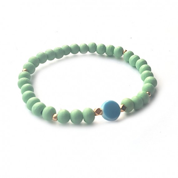 Armband | Hout | Keramiek | Groen | Aqua