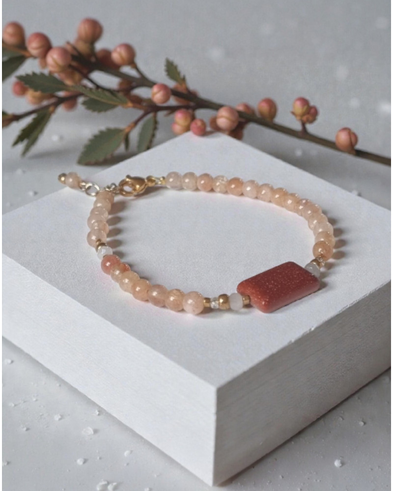 Armband goudsteen rectangle | goud of zilver