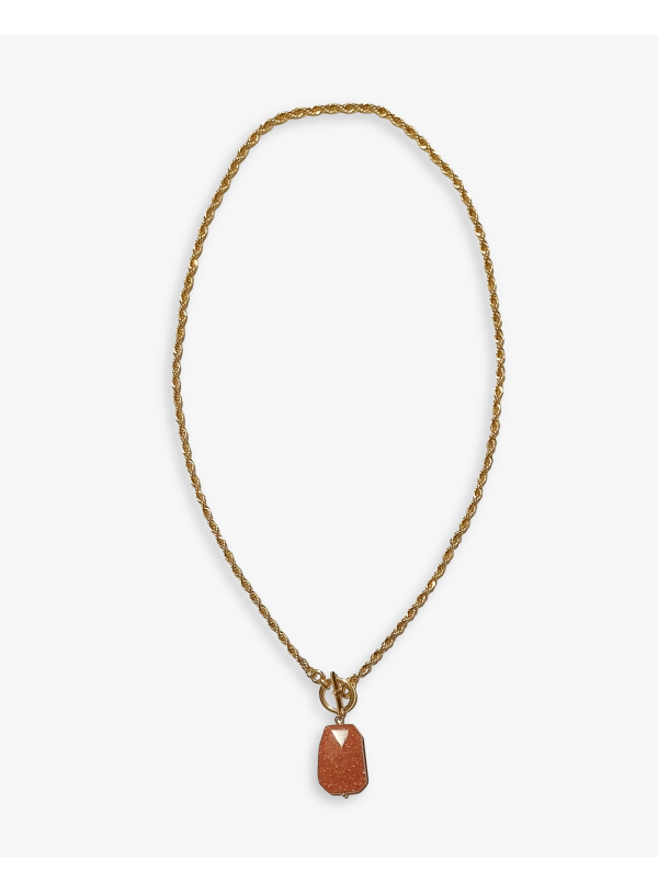 Ketting RVS Twist goudsteen