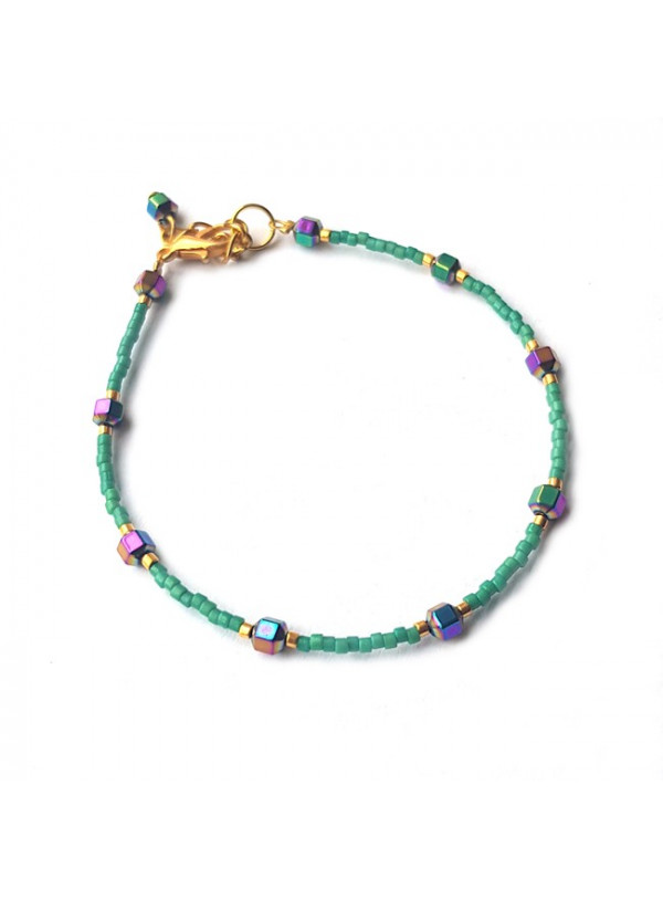 Armband | FINE MIYUKI | Hematiet Facet Multi Groen