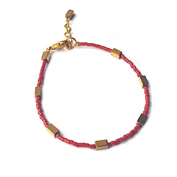 Armband | FINE MIYUKI | Hematiet Rood