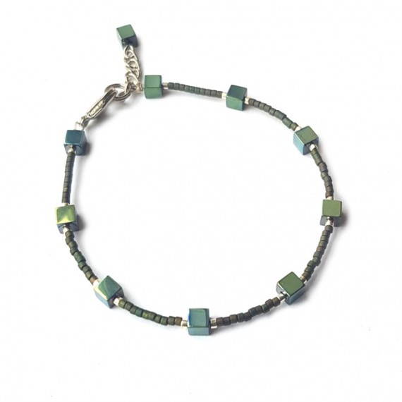 Armband | FINE MIYUKI | Hematiet Square Groen