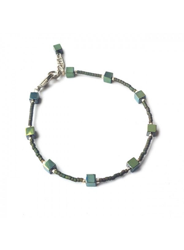 Armband | FINE MIYUKI | Hematiet Square Groen