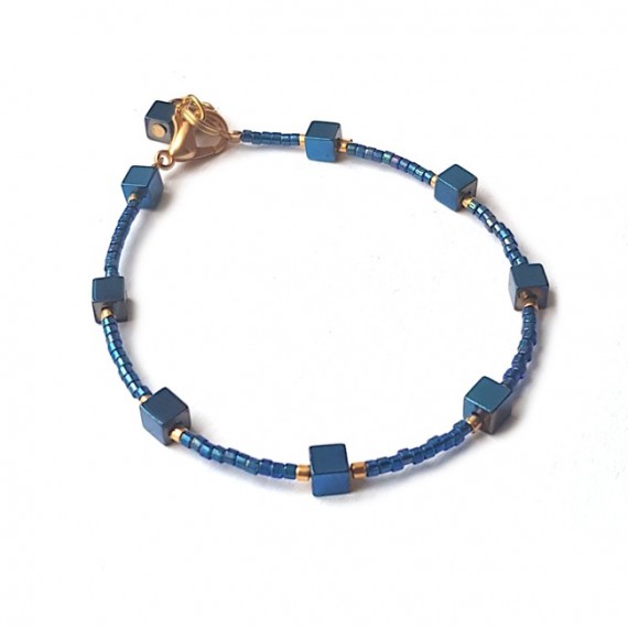 Armband | FINE MIYUKI | Hematiet Square Blauw