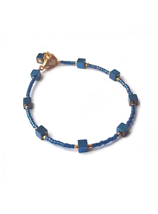 Armband | FINE MIYUKI | Hematiet Square Blauw