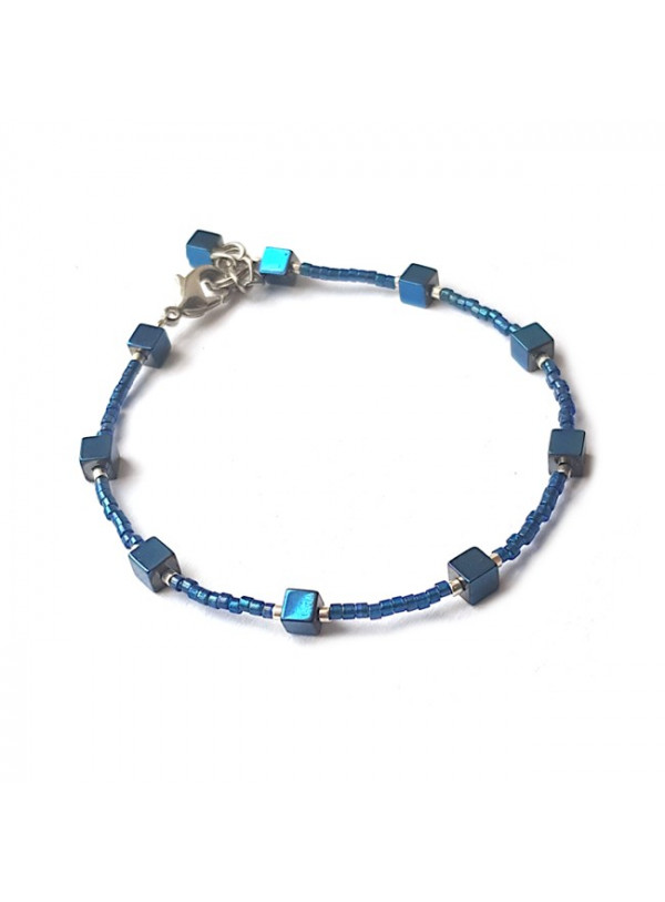 Armband | FINE MIYUKI | Hematiet Square Blauw