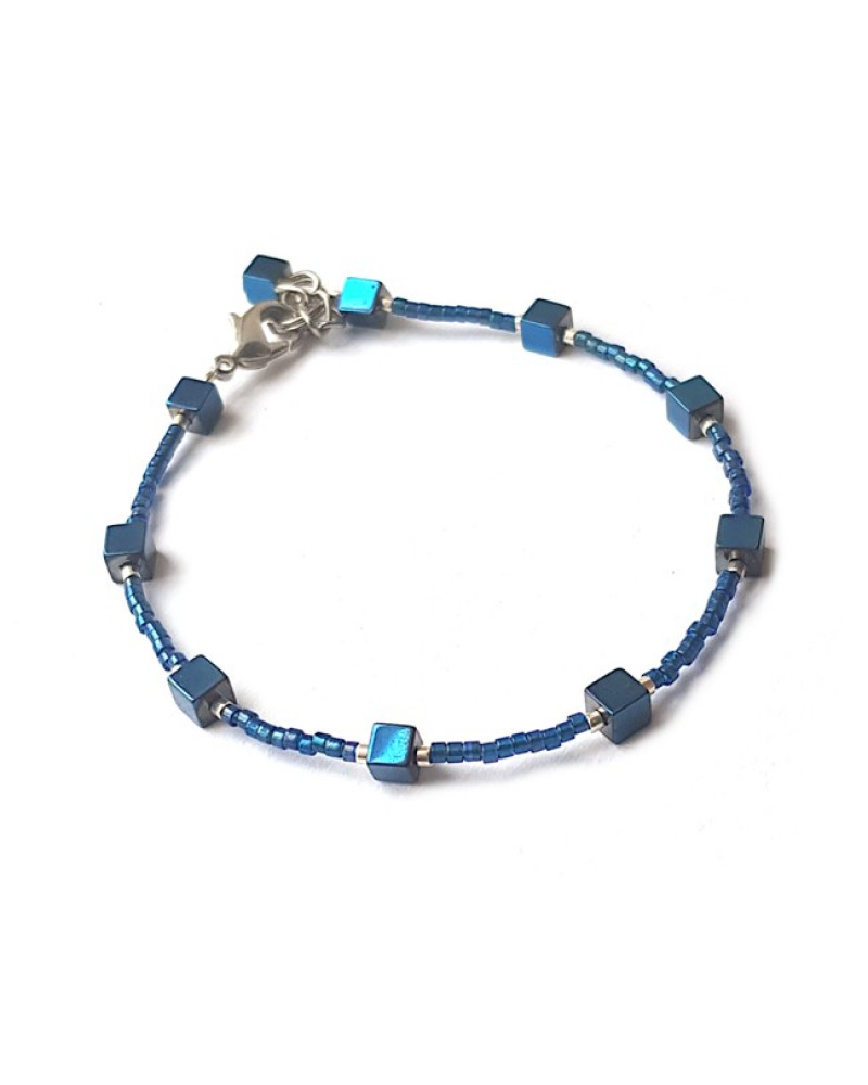 Armband | FINE MIYUKI | Hematiet Square Blauw