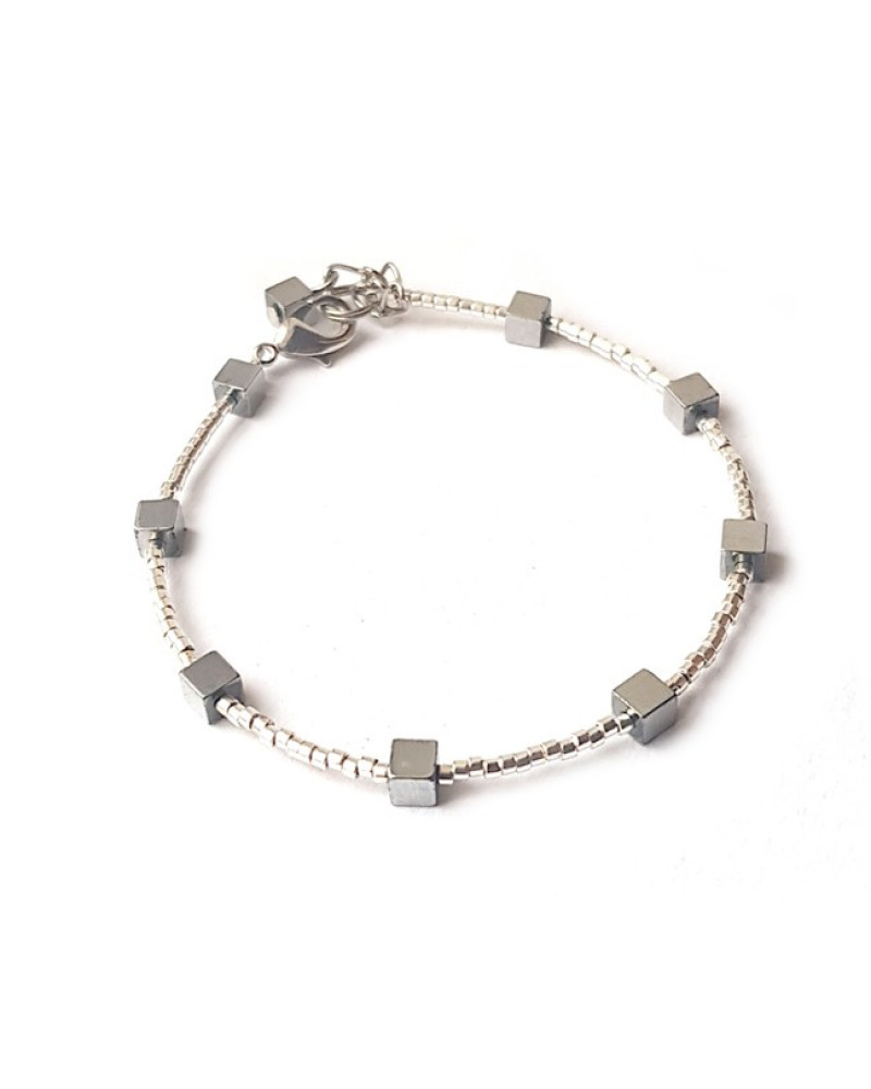 Armband | FINE MIYUKI | Hematiet Square Zilver Armband | FINE MIYUKI | Hematiet Square Zilver