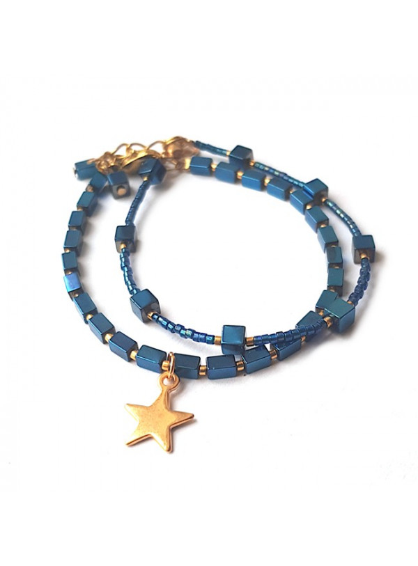 Armband Set | Hematite Star | Blauw