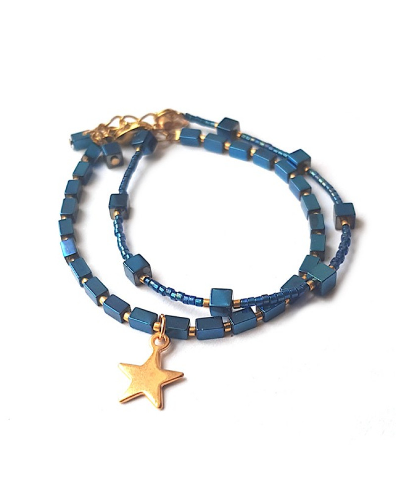 Armband Set | Hematite Star | Blauw Armband Set | Hematite Star | Blauw