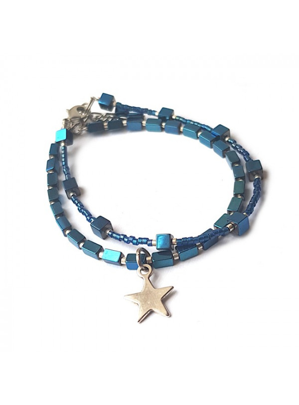 Armband Set | Hematite Star | Blauw