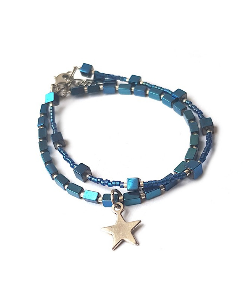 Armband Set | Hematite Star | Blauw