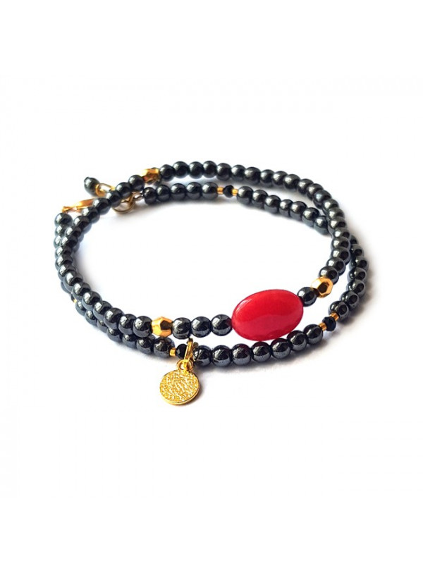 Armband Set | Hematite | Red Stone