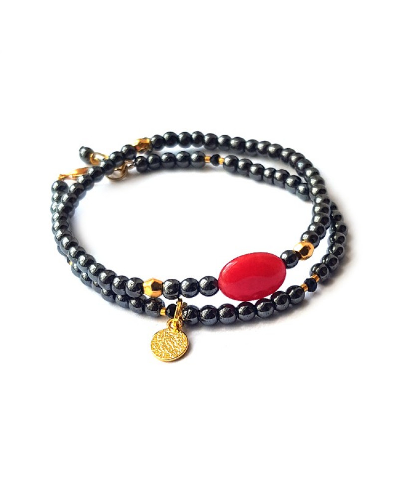 Armband Set | Hematite | Red Stone Armband Set | Hematite | Red Stone