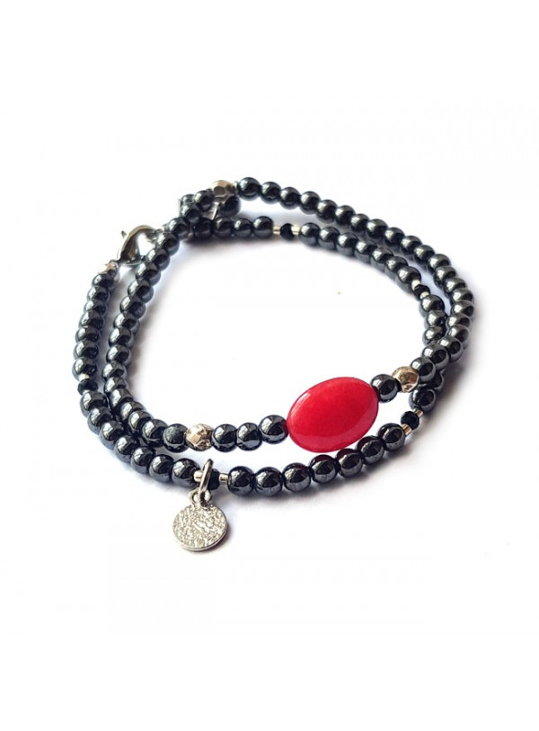 Armband Set | Hematite | Red Stone