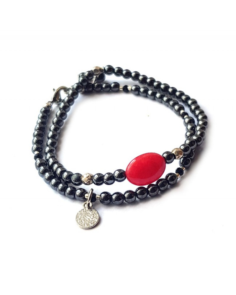 Armband Set | Hematite | Red Stone