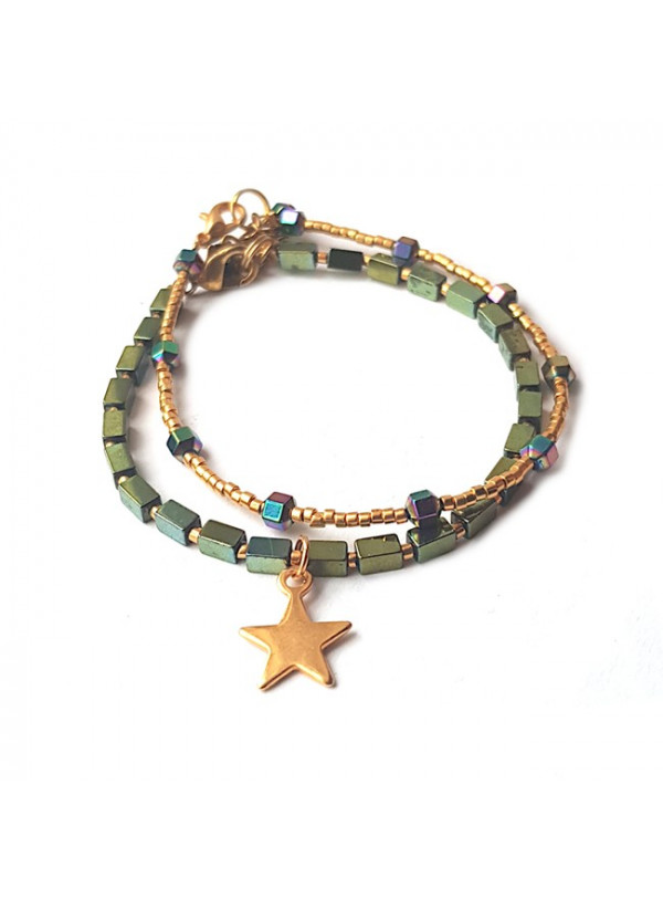 Armband Set | Hematite Multi/Star | groen