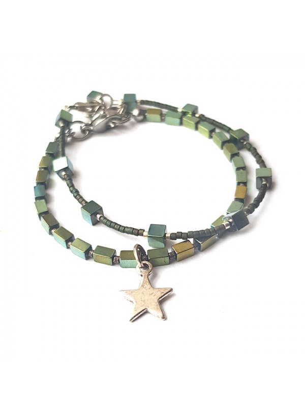 Armband Set | Hematite Star | groen