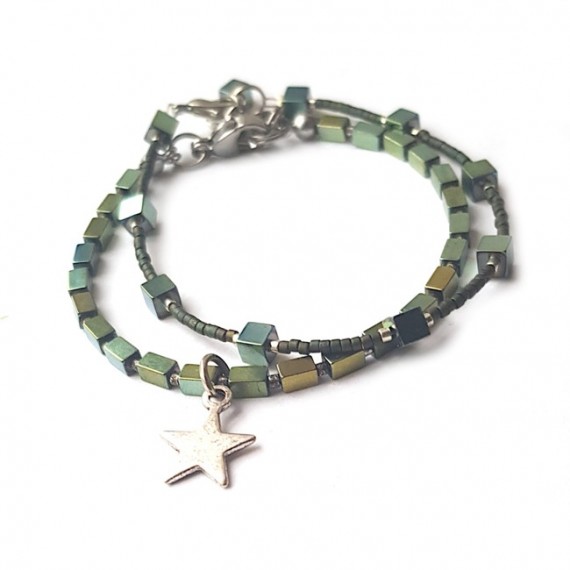 Armband Set | Hematite Star | groen