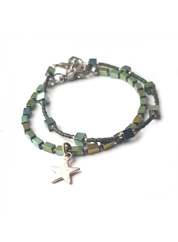 Armband Set | Hematite Star | groen