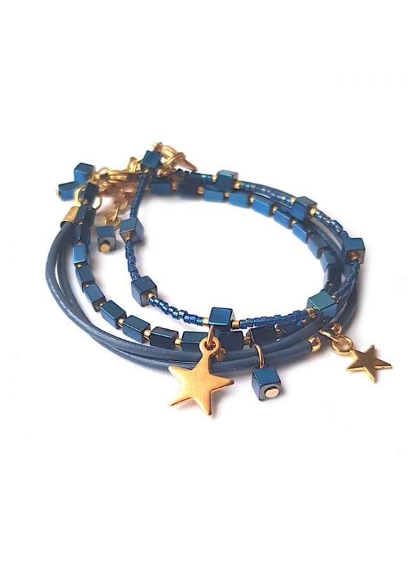 Armband Set | Hematiet Mix & Leder