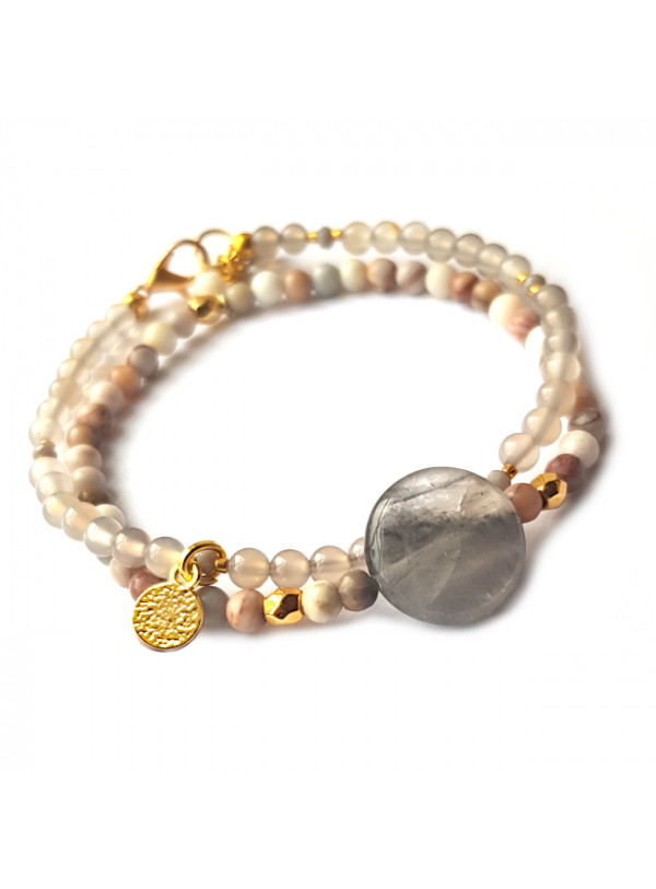 Armband Set Agaat Rozegrijs