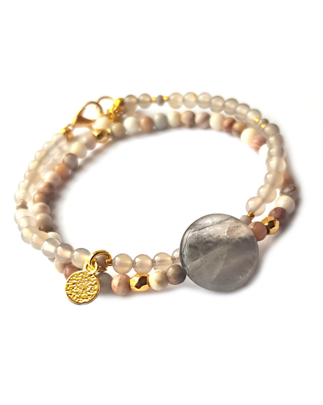 Armband Set Agaat Rozegrijs