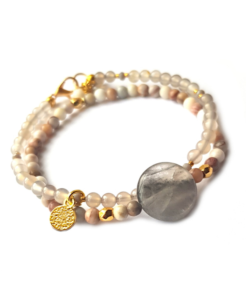 Armband Set Agaat Rozegrijs