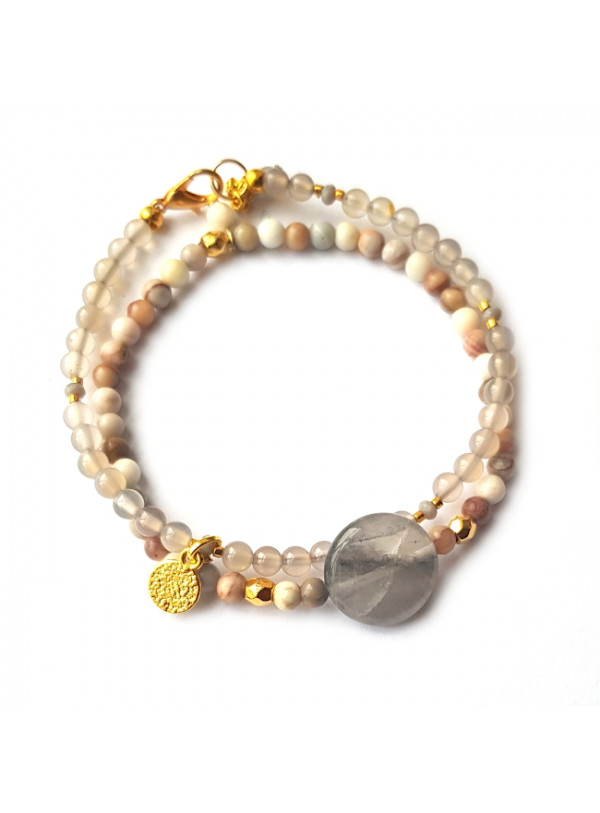 Armband Set Agaat Rozegrijs