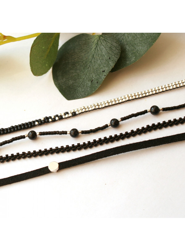 Armband | FINE MIYUKI | Jade zwart