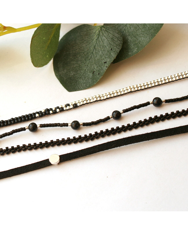 Armband | FINE MIYUKI | Jade zwart