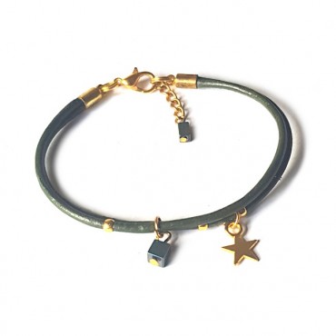 Armband | Fine Leather | Star Green
