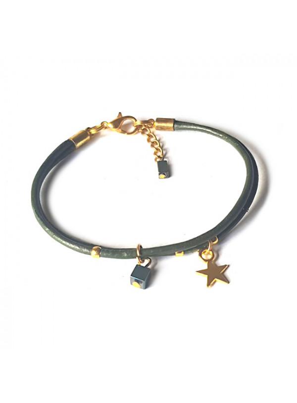Armband | Fine Leather | Star Green