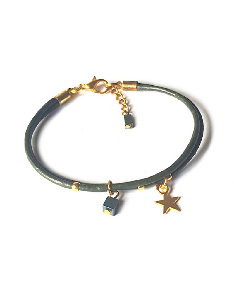 Armband | Fine Leather | Star Green Armband | Fine Leather | Star Green