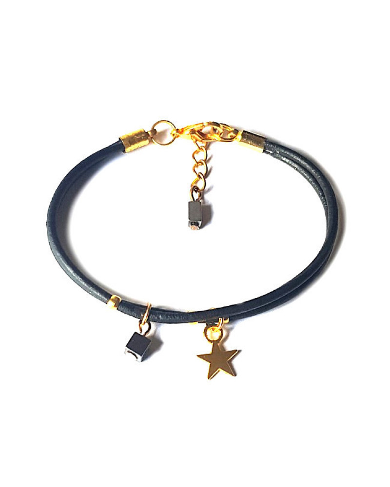 Armband | Fine Leather | Star Black Armband | Fine Leather | Star Black