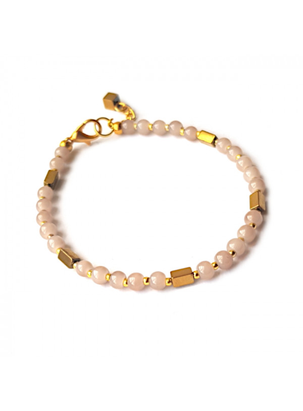 Armband | Glas-Hematiet | RozeGrijs