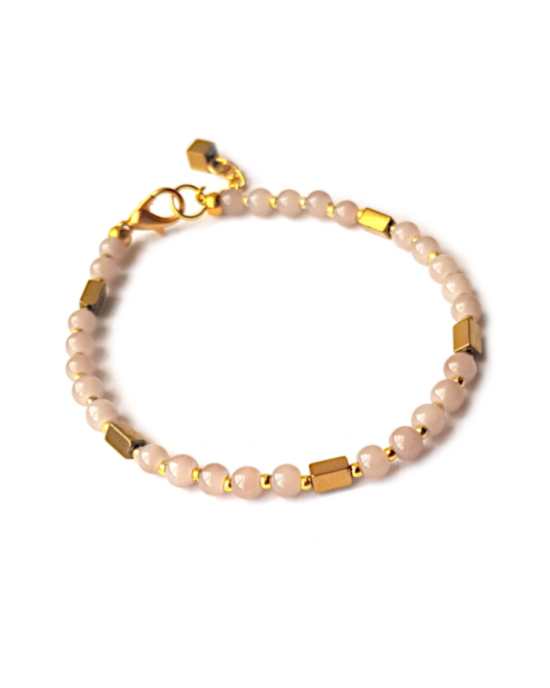 Armband | Glas-Hematiet | RozeGrijs