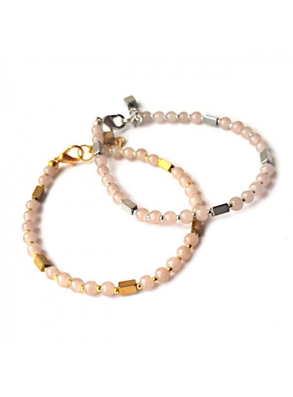 Armband | Glas-Hematiet | RozeGrijs