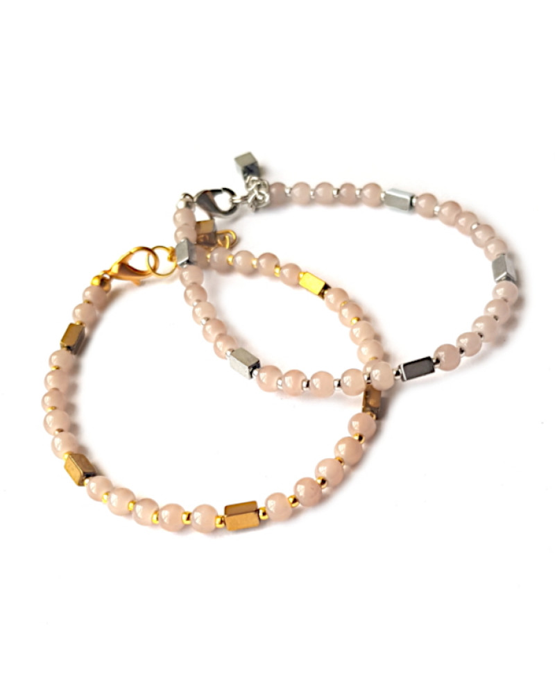 Armband | Glas-Hematiet | RozeGrijs Armband | Glas-Hematiet | RozeGrijs