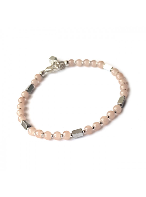 Armband | Glas-Hematiet | RozeGrijs