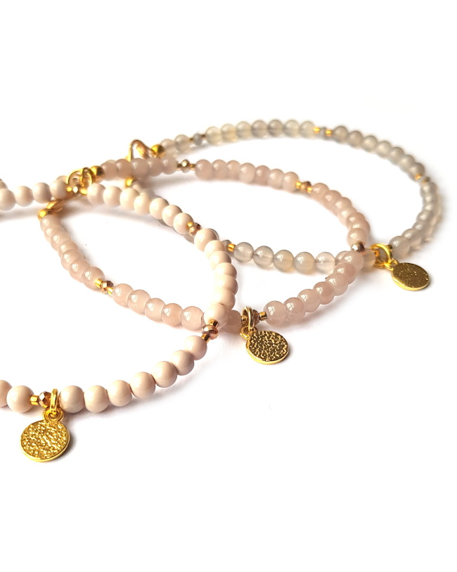 Armband | Glas Opaque Roze/Beige