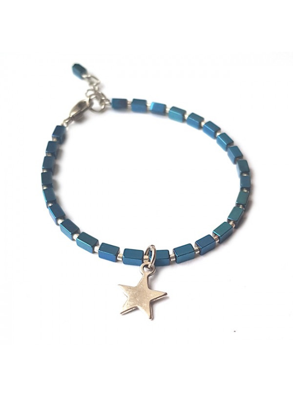 Armband | Hematite Star | blauw