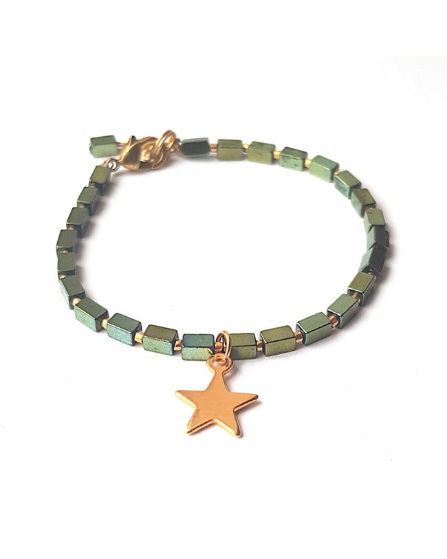 Armband | Hematite Star | groen