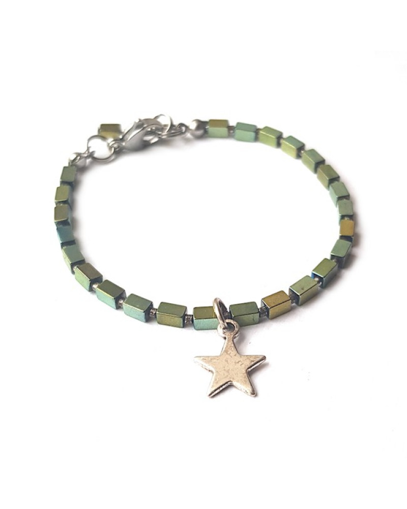 Armband | Hematite Star | groen