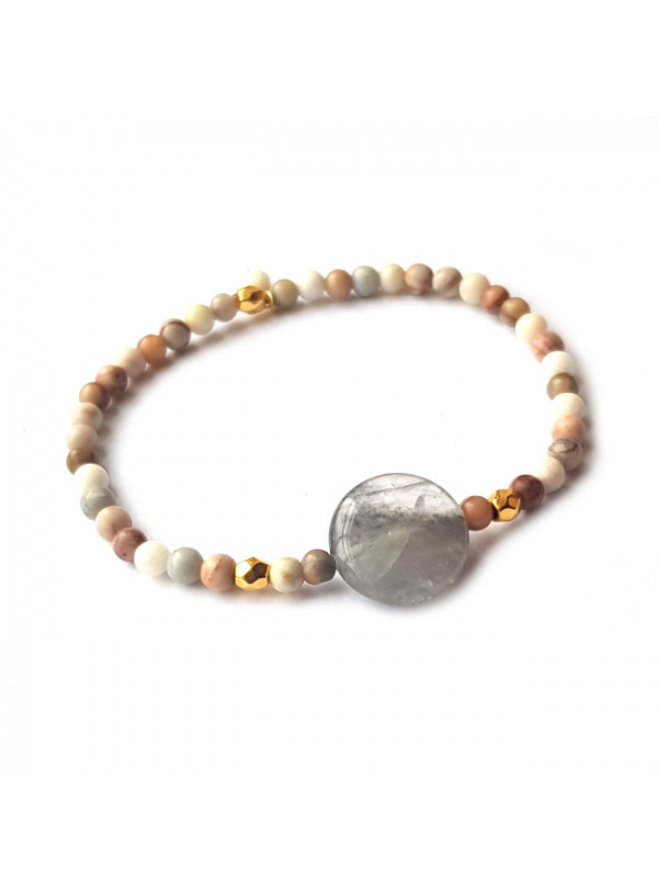 Armband Agaat Roze-Grijs