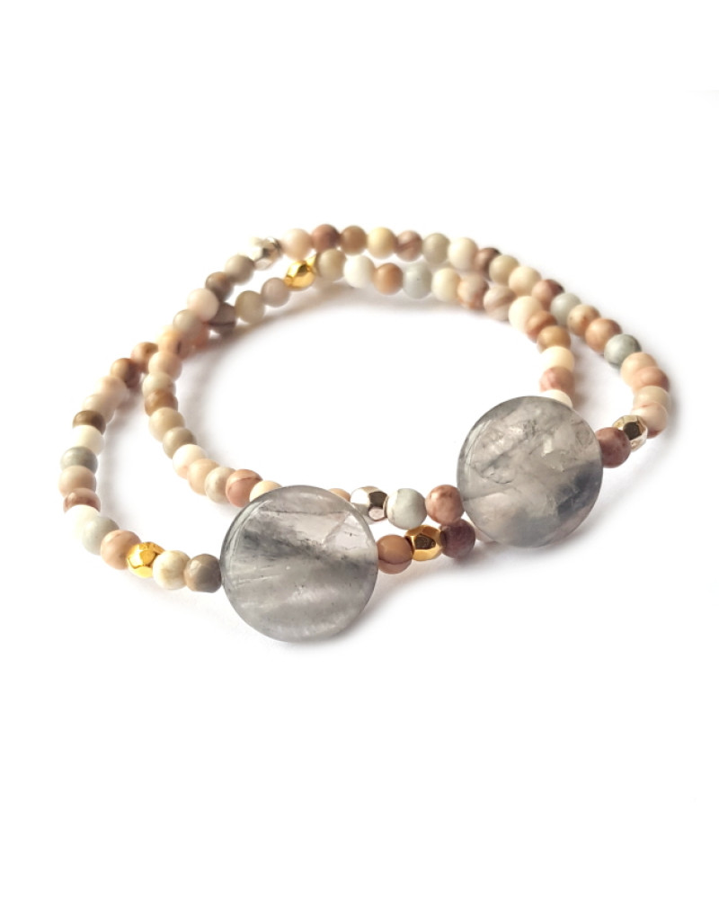 Armband Agaat Roze-Grijs Armband Agaat Roze-Grijs