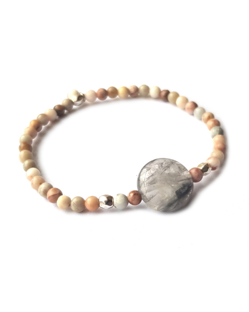 Armband Agaat Roze-Grijs