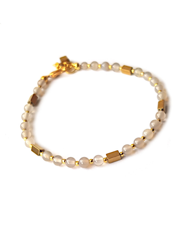 Armband | Agaat-Hematiet | Grijs